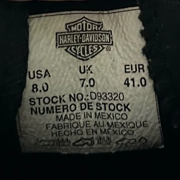 Harley-Davidson Men's Size 8 Canvas Black and White Loafers Unisex W9.5 D93320 - Picture 7 of 7